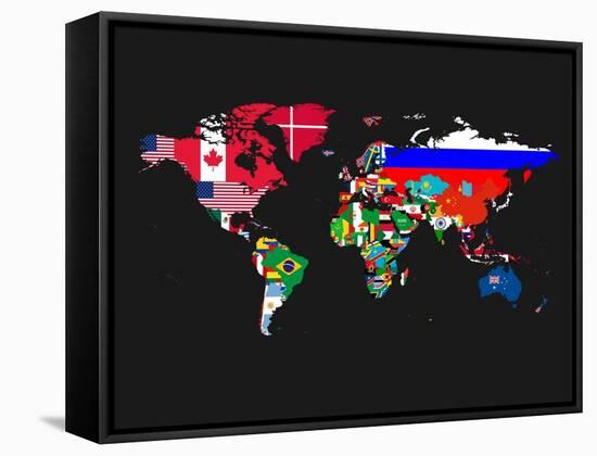 World Map Contry Flags 1-NaxArt-Framed Stretched Canvas