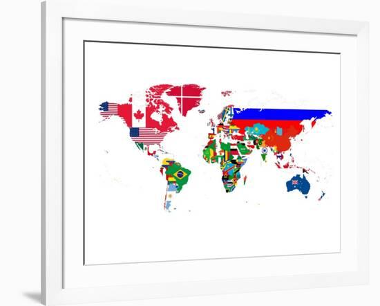 World Map Contry Flags 2-NaxArt-Framed Art Print