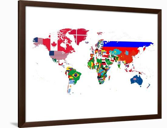 World Map Contry Flags 2-NaxArt-Framed Art Print