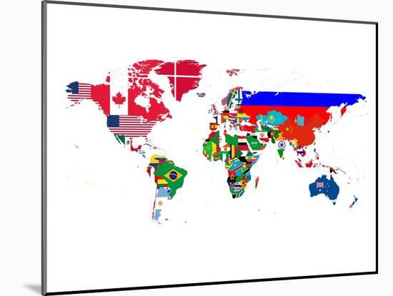 World Map Contry Flags 2-NaxArt-Mounted Art Print