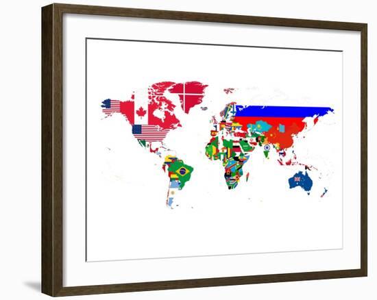 World Map Contry Flags 2-NaxArt-Framed Art Print