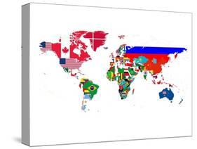 World Map Contry Flags 2-NaxArt-Stretched Canvas