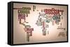 World Map: Countries In Wordcloud-alanuster-Framed Stretched Canvas