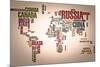 World Map: Countries In Wordcloud-alanuster-Mounted Art Print