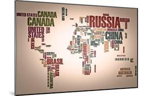 World Map: Countries In Wordcloud-alanuster-Mounted Premium Giclee Print