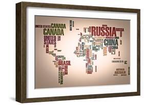 World Map: Countries In Wordcloud-alanuster-Framed Art Print