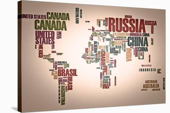 World Map: Countries In Wordcloud-alanuster-Stretched Canvas