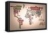 World Map: Countries In Wordcloud-alanuster-Framed Stretched Canvas