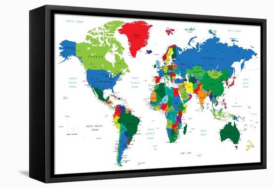 World Map-Countries-Serban Bogdan-Framed Stretched Canvas