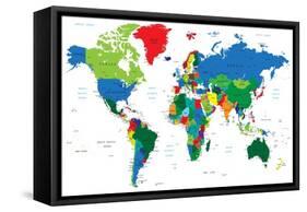 World Map-Countries-Serban Bogdan-Framed Stretched Canvas