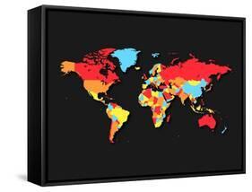 World Map Countries-NaxArt-Framed Stretched Canvas