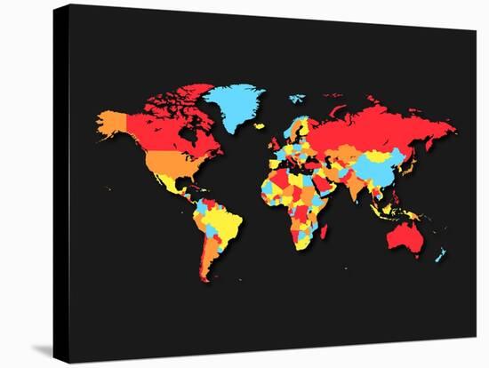 World Map Countries-NaxArt-Stretched Canvas