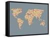 World Map Design with Abstract Pattern-Tasia12-Framed Stretched Canvas