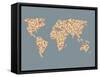 World Map Design with Abstract Pattern-Tasia12-Framed Stretched Canvas