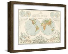 World Map - Distribution of Lord and Water-The Vintage Collection-Framed Giclee Print