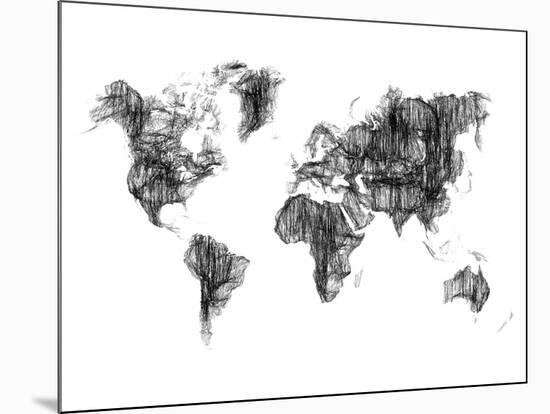 World Map Drawing 1-NaxArt-Mounted Art Print