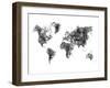 World Map Drawing 1-NaxArt-Framed Art Print