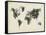World Map Drawing 2-NaxArt-Framed Stretched Canvas