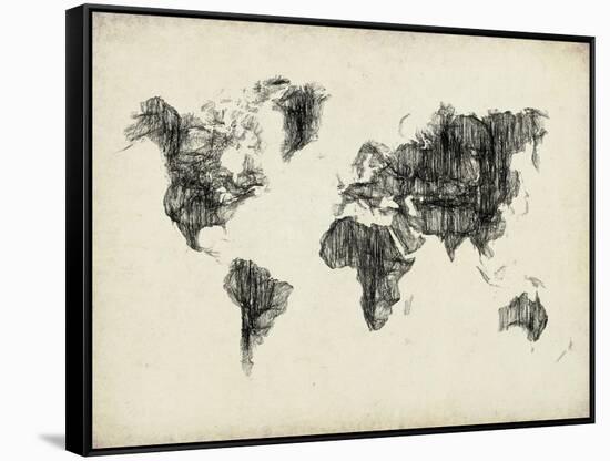 World Map Drawing 2-NaxArt-Framed Stretched Canvas