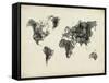 World Map Drawing 2-NaxArt-Framed Stretched Canvas