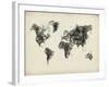 World Map Drawing 2-NaxArt-Framed Art Print