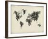 World Map Drawing 2-NaxArt-Framed Art Print