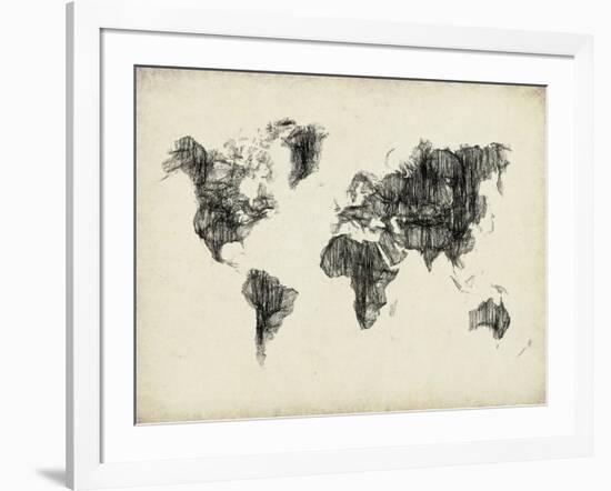 World Map Drawing 2-NaxArt-Framed Art Print