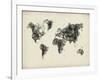 World Map Drawing 2-NaxArt-Framed Art Print