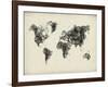 World Map Drawing 2-NaxArt-Framed Art Print