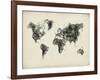 World Map Drawing 2-NaxArt-Framed Art Print