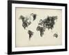 World Map Drawing 2-NaxArt-Framed Art Print