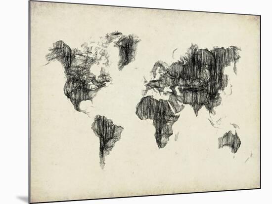 World Map Drawing 2-NaxArt-Mounted Art Print