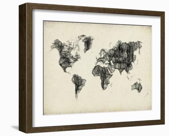 World Map Drawing 2-NaxArt-Framed Art Print