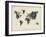 World Map Drawing 2-NaxArt-Framed Art Print