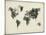 World Map Drawing 2-NaxArt-Mounted Art Print