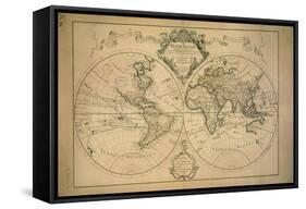 World Map Drawn from Observations Made at the Academy of Sciences-Claude Louis Chatelet-Framed Stretched Canvas