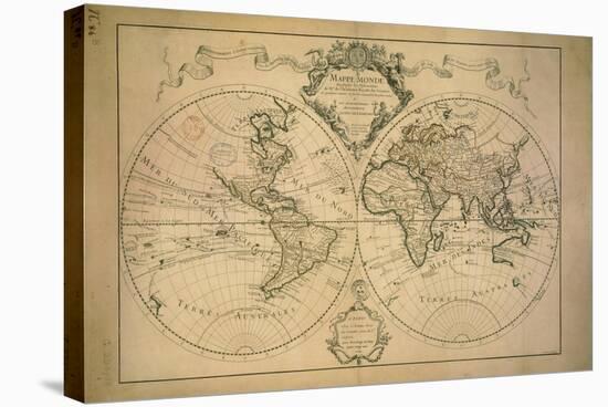 World Map Drawn from Observations Made at the Academy of Sciences-Claude Louis Chatelet-Stretched Canvas