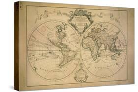 World Map Drawn from Observations Made at the Academy of Sciences-Claude Louis Chatelet-Stretched Canvas