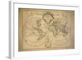 World Map Drawn from Observations Made at the Academy of Sciences-Claude Louis Chatelet-Framed Giclee Print