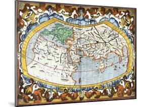 World Map, Entitled 'Unviersalis Tabula Iuxta Ptolemeum', Plate 1 from Mercator's Edition of…-Gerardus Mercator-Mounted Giclee Print