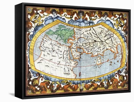 World Map, Entitled 'Unviersalis Tabula Iuxta Ptolemeum', Plate 1 from Mercator's Edition of…-Gerardus Mercator-Framed Stretched Canvas