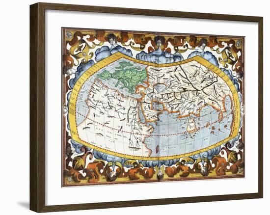 World Map, Entitled 'Unviersalis Tabula Iuxta Ptolemeum', Plate 1 from Mercator's Edition of…-Gerardus Mercator-Framed Giclee Print