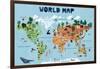 World Map for Kids-Jota de jai-Framed Giclee Print