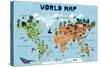 World Map for Kids-Jota de jai-Stretched Canvas