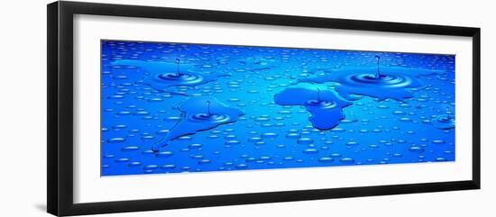 World Map Formed with Water Drops-null-Framed Photographic Print