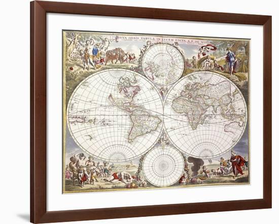 World Map from Atlas Maior, C.1705-Frederick de Wit-Framed Giclee Print