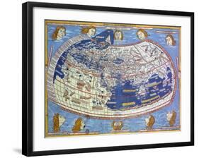 World Map from Cosmographia by Nicolaus Germanus-null-Framed Giclee Print