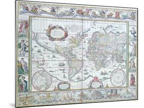 World Map, from "Le Theatre Du Monde" or "Nouvel Atlas," 1645-Willem Janszoon Blaeu-Mounted Giclee Print