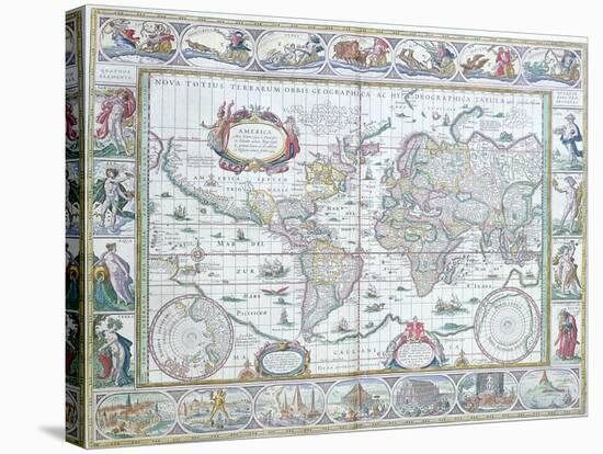 World Map, from "Le Theatre Du Monde" or "Nouvel Atlas," 1645-Willem Janszoon Blaeu-Stretched Canvas