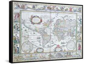 World Map, from "Le Theatre Du Monde" or "Nouvel Atlas," 1645-Willem Janszoon Blaeu-Framed Stretched Canvas